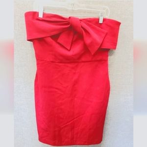 NWT Sam Eldman Hot Pink Tube Top Mini Dress With Bow Embellishment Size 10